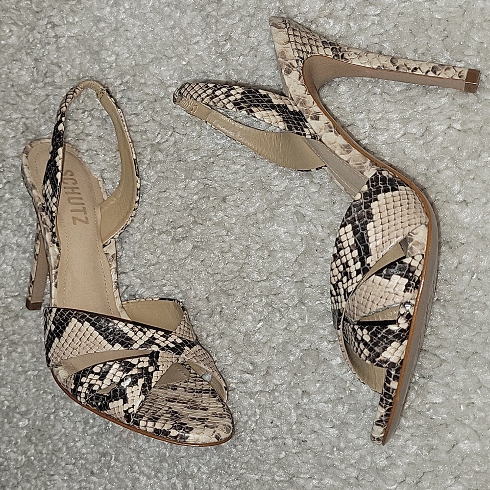 NEW KEEFA SCHUTZ snake Print Sling Back Heels Size 7 - Picture 6 of 16
